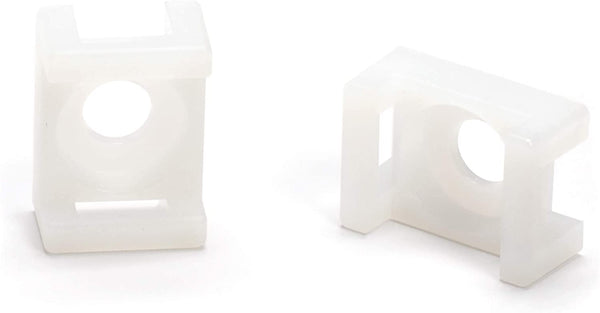 Cable Tie Base Saddle Mount Wire Holder Organizer - Zip Tie Mounting Block - Wire Bundle Tie Mount for Zip Ties White - 100 Pack