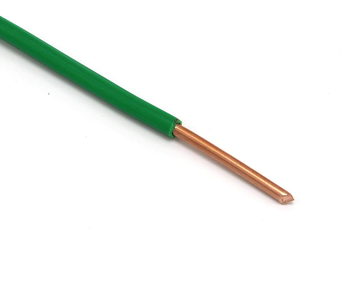 10 Feet (3 Meter) - Insulated Solid Copper THHN / THWN Wire - 14 AWG, Wire is Made in the USA, Residential, Commerical, Industrial, Grounding, Electrical rated for 600 Volts - In Green