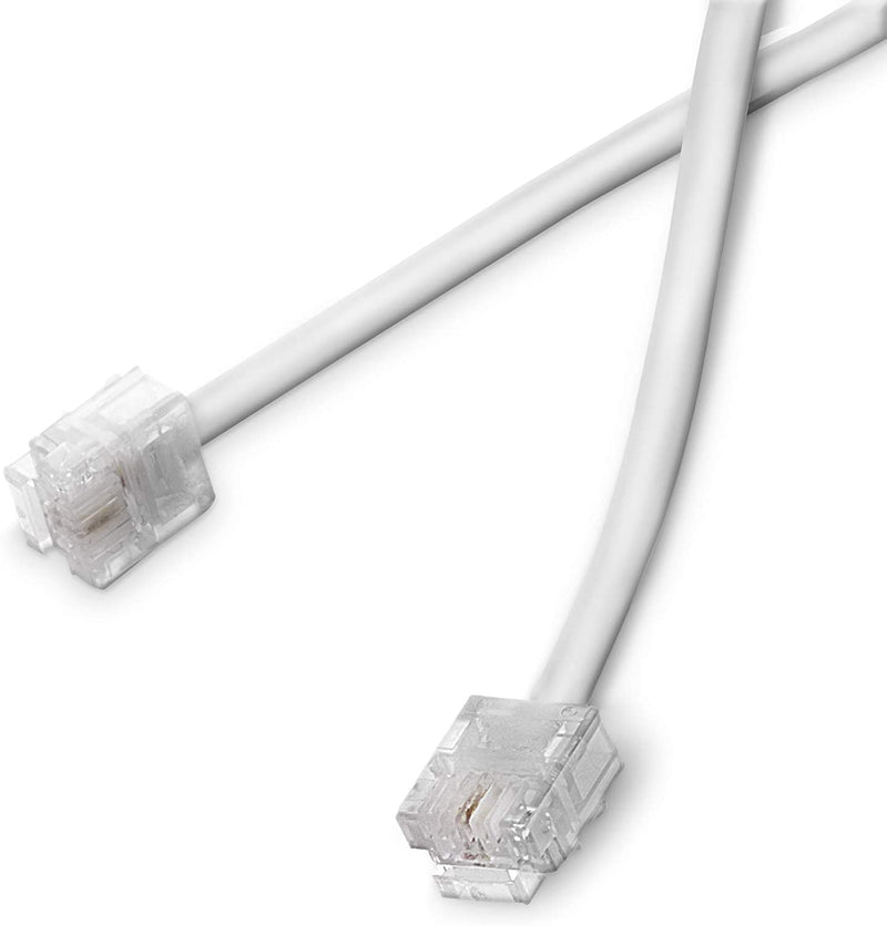 Phone Line Cord 25 Feet - Modular Telephone Extension Cord 25 Feet - 2 Conductor (2 pin, 1 line) cable - Works great with FAX, AIO, and other machines - White