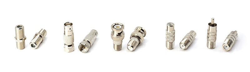 Digital Coaxial Cable Kit with Universal Ends -RG6 Coax Cable and six (6) Piece Adapter Kit includes Male Female RCA BNC F81, and Barrel Connectors - Black, 75 Feet