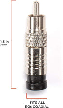 RCA Compression Connectors - 50 Pack - RG-6 Coaxial Cable - Universal Male Connectors for RCA, Subwoofer, Composite, Component and Similar Cables