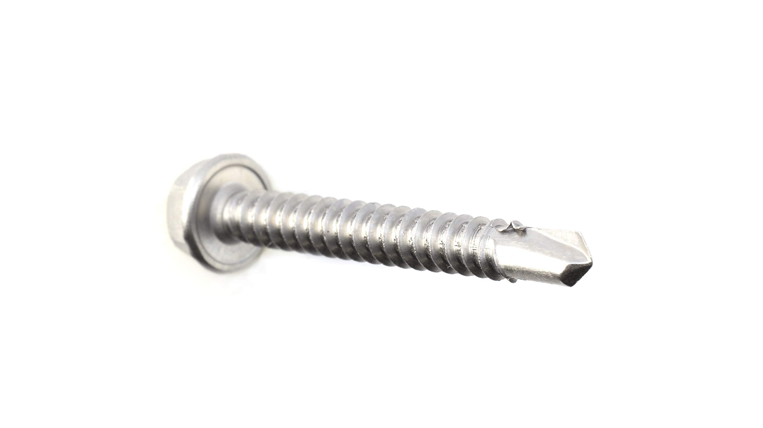 #10 Size, 1 1/2" Length (38mm) - Self Tapping Screw - Self Drilling Screw - 410 Stainless Steel Screws = Exceptional Wear and Very Corrosion Resistant) - Hex Washer Head - 100pcs