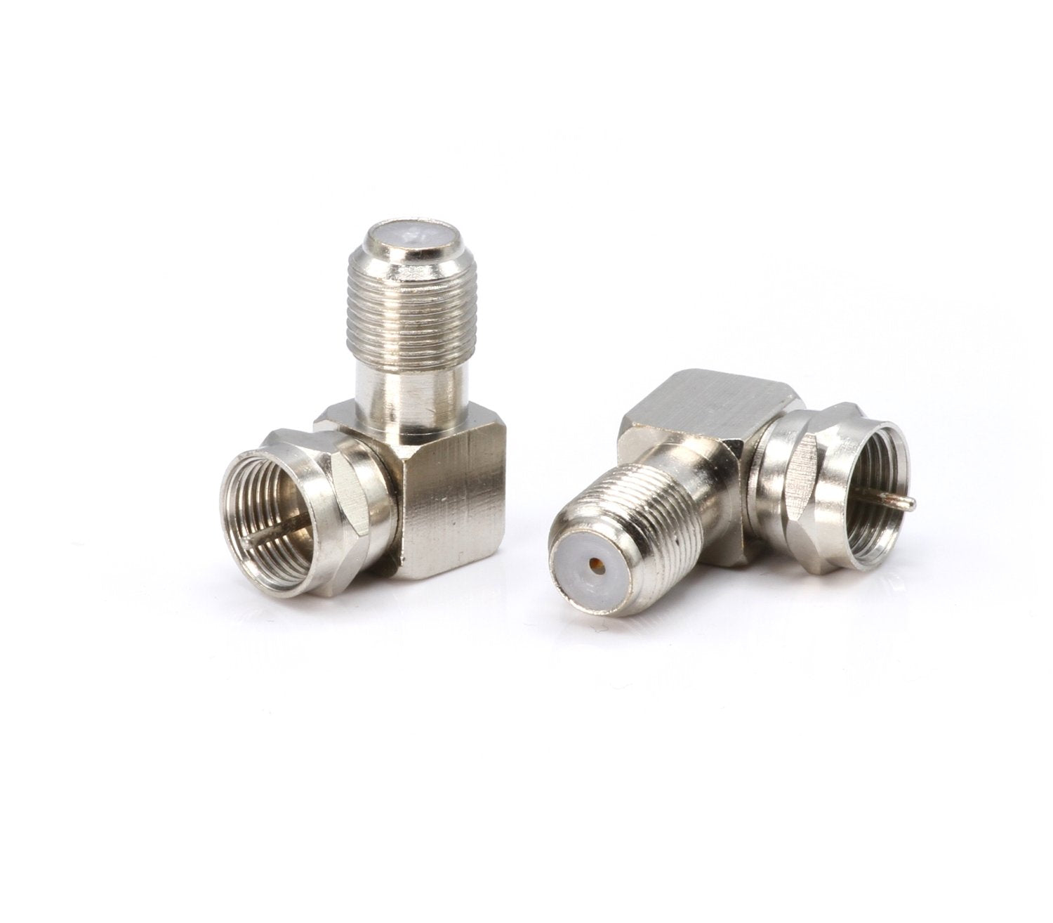 Coaxial Cable Right Angle Connector - 10 Pack - for Tight Corners and Flat Panel TV Mounting - 90 degree F Type Adapter for Coax Cable and Wall Plates
