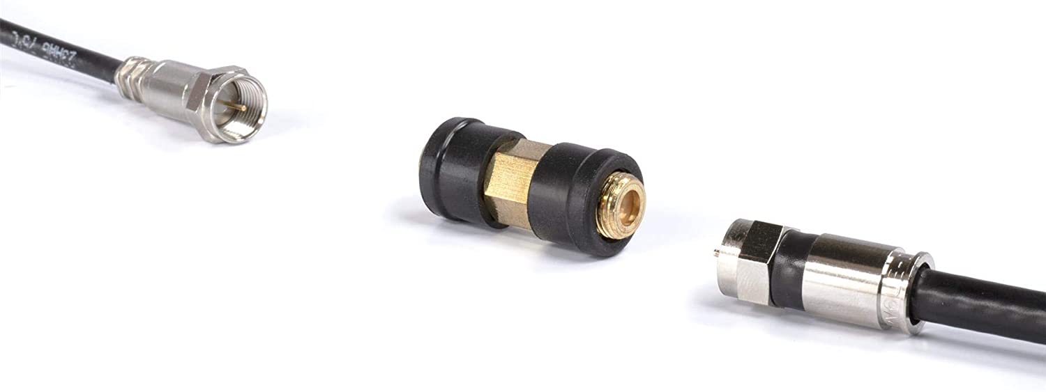 Gold Weather Sealed Coaxial Extension Coupler - 25 Pack - Cable Extension Adapter (Barrel Splice - Coupler) - Connects Two Coaxial Video Cables (Female to Female Connector) 3GHz rated