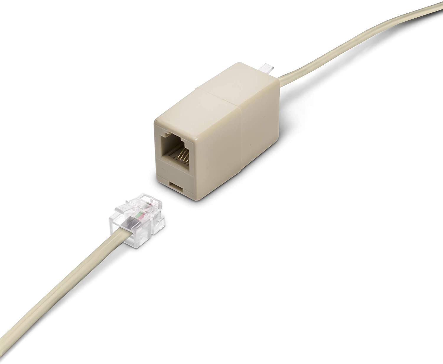 Phone Line Cord 50 Feet - Modular Telephone Extension Cord 50 Feet - 2 Conductor (2 pin, 1 line) cable - Works great with FAX, AIO, and other machines - Ivory
