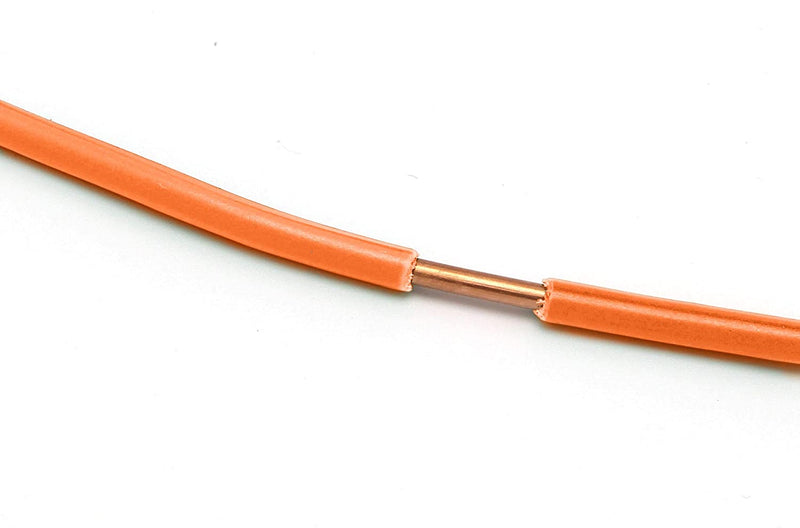 25 Feet (7.5 Meter) - Insulated Solid Copper THHN / THWN Wire - 14 AWG, Wire is Made in the USA, Residential, Commerical, Industrial, Grounding, Electrical rated for 600 Volts - In Orange
