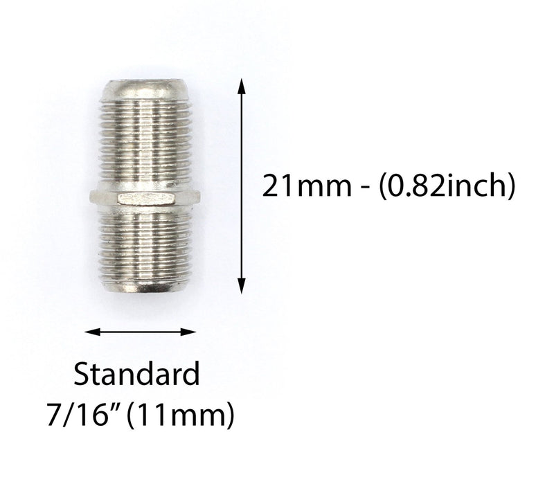 Cable Extension Coupler Connects Two Coaxial Video Cables, for Coax F81 (female to female) 1GHz Cable TV, and Cable Internet Rated (25 Pack)