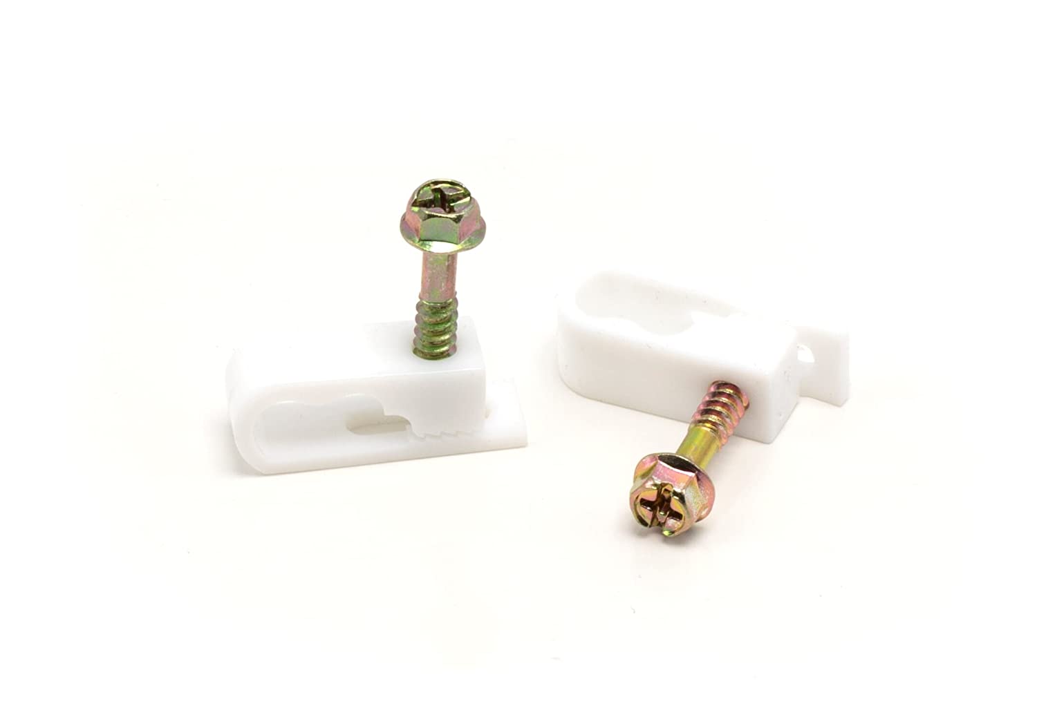 THE CIMPLE CO - Dual, Twin, or Siamese Coaxial Cable Clips, Cat6, Electrical Wire Cable Clip, 1/2 in Screw Clip and Fastener, White (10 pieces per bag)