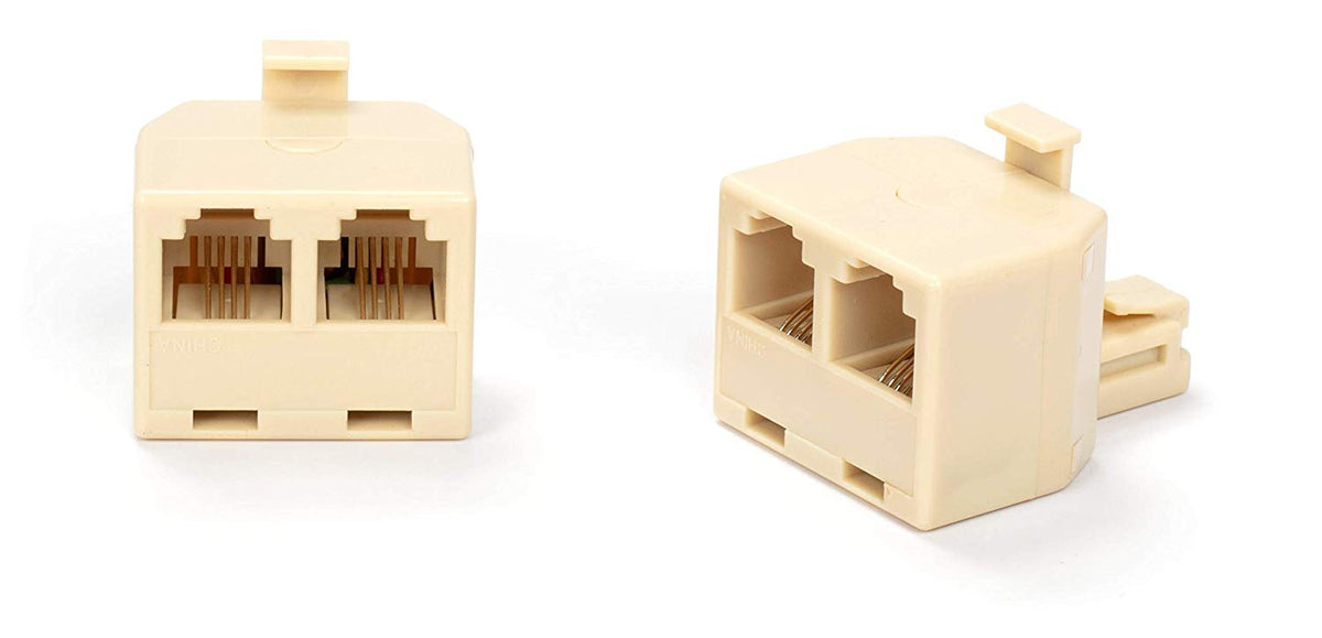 Duplex Modular Phone Wall Jack Adapter (IVORY) RJ11 - Splitter | One Pack