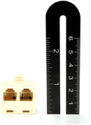 Duplex Jack Phone Wall Adapter - 3 Pack, Ivory - 2-Way Phone Splitter (2 Lines) Wall Jack Phone RJ11 Adapter