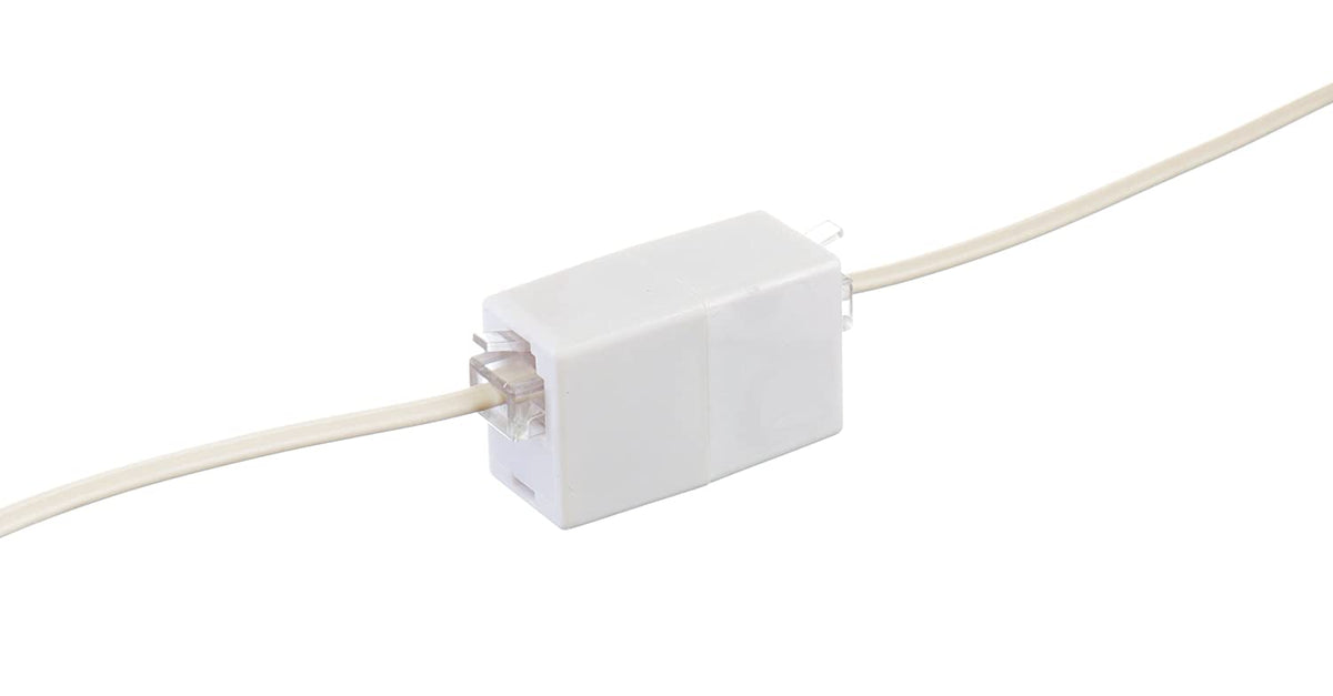 Telephone Cord Coupler - High Quality Phone In Line Coupler - 4 Conductor (2) Telephone Lines - 2 Pack (WHITE)