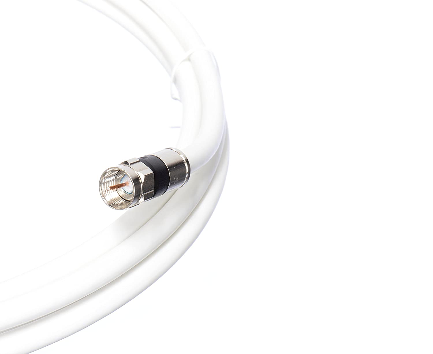 12 Foot White - Solid Copper Coax Cable - RG6 Coaxial Cable with Connectors, F81 / RF, Digital Coax for Audio/Video, Cable TV, Antenna, Internet, & Satellite, 12 Feet (3.6 Meter)