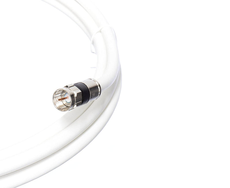 1' Feet, White RG6 Coaxial Cable (Coax Cable) with Weather Proof Connectors, F81 / RF, Digital Coax - AV, Cable TV, Antenna, and Satellite, CL2 Rated, 1 Foot
