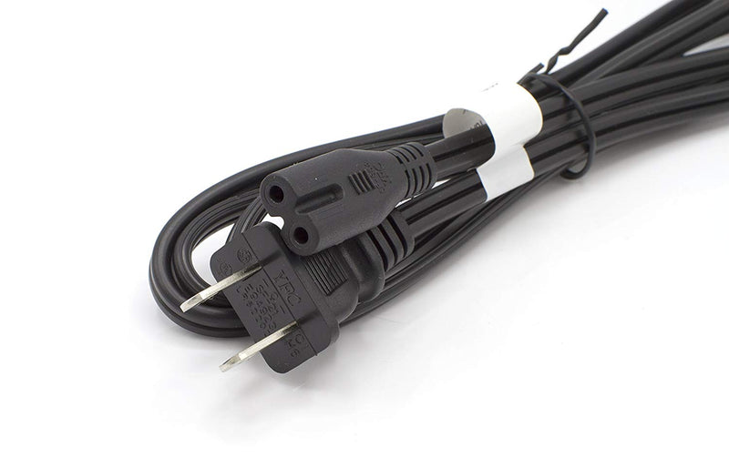 2 Prong Figure 8 Power Cord Cable |Non-Polarized 15 Foot – Black| Satellite/ PS3
