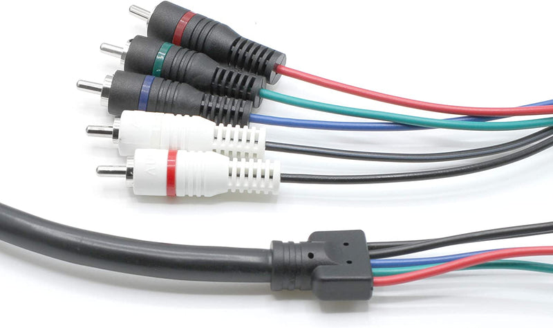Component and Composite Video Audio Cable - (1 Pack) Quality Plated 5 RCA Cables (12 ft Length) - supports 480i, 480p, 720p and 1080i