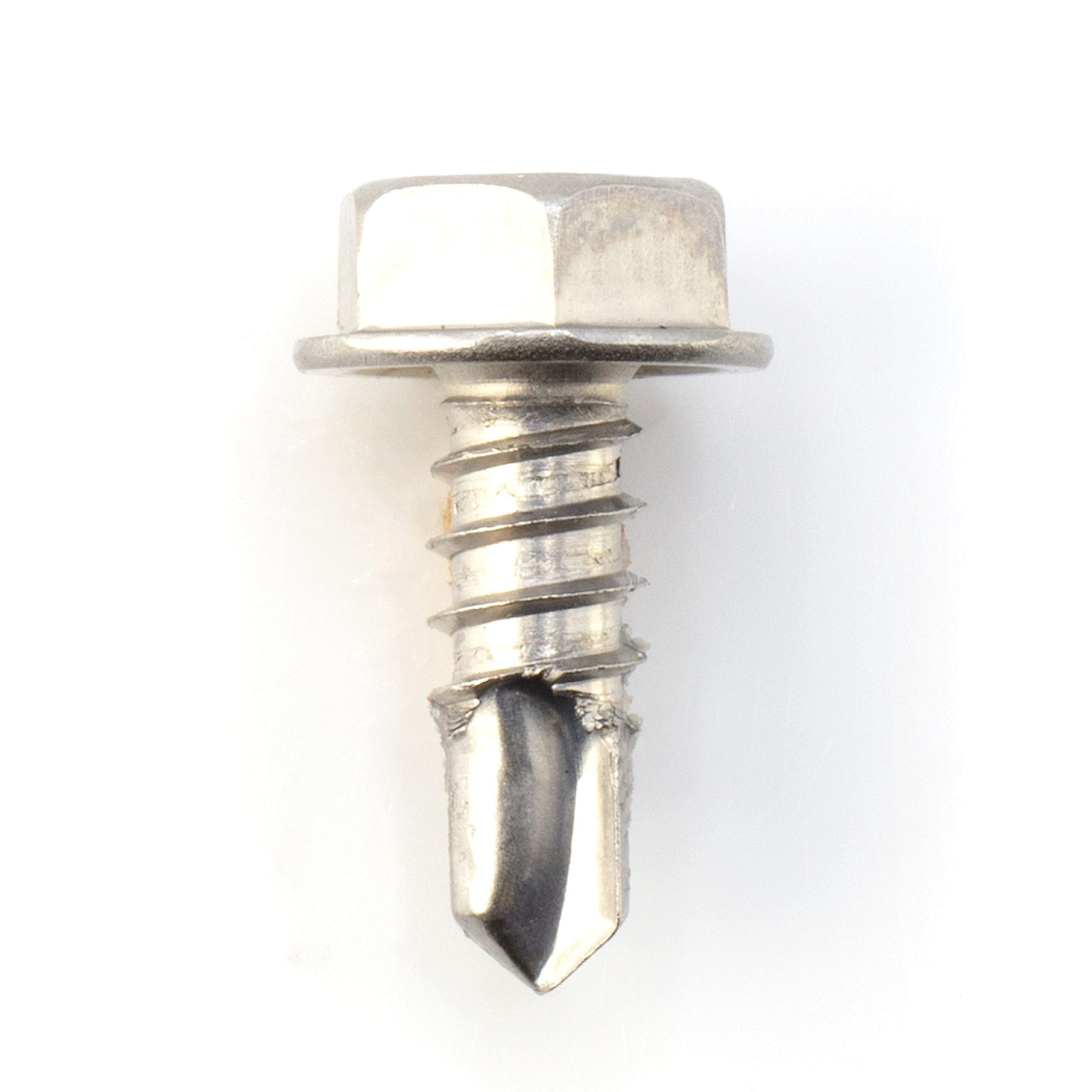 #10 Size, 1/2" Length (13mm) - Self Tapping Screw - Self Drilling Screw - 410 Stainless Steel Screws = Exceptional Wear and Very Corrosion Resistant) - Hex Washer Head - 100pcs