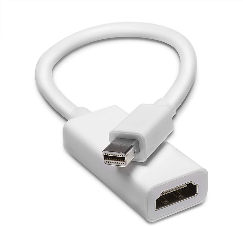 Mini DisplayPort to HDMI Adapter - MiniDP to HDMI - Thunderbolt / MiniDP to HDMI Cable Adapter - White - with HDMI