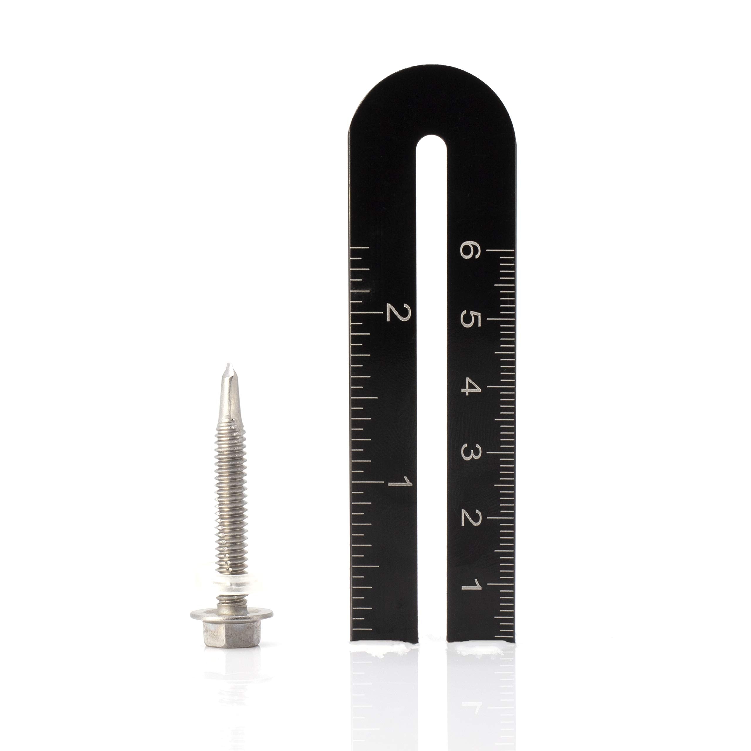 #12 Size, 1 1/2" Length (38mm) - Self Tapping Screw - Self Drilling Screw - 410 Stainless Steel Screws = Exceptional Wear and Very Corrosion Resistant) - Hex Washer Head - 100pcs