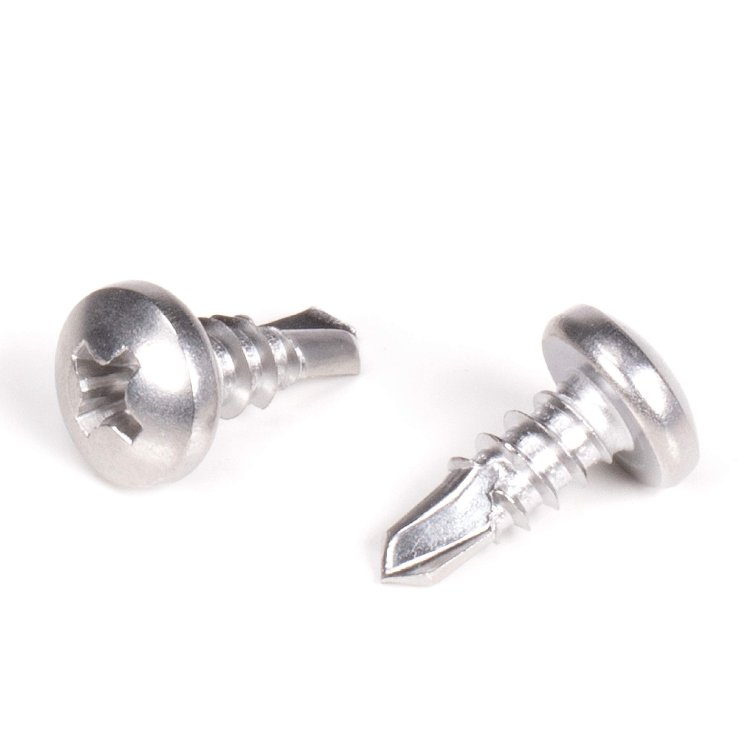 #10 Size, 1/2" Length (13mm) - Self Tapping Screw - Self Drilling Screw - 410 Stainless Steel Screws = Exceptional Wear and Very Corrosion Resistant) - Phillips Pan Head - 100pcs
