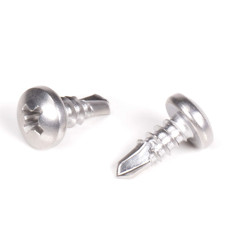 #10 Size, 1/2" Length (13mm) - Self Tapping Screw - Self Drilling Screw - 410 Stainless Steel Screws = Exceptional Wear and Very Corrosion Resistant) - Phillips Pan Head - 100pcs
