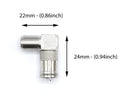 Push On and Right angle Coax Connector - Push On F Connector Male To Screw On Female Adapter - Pack of 25