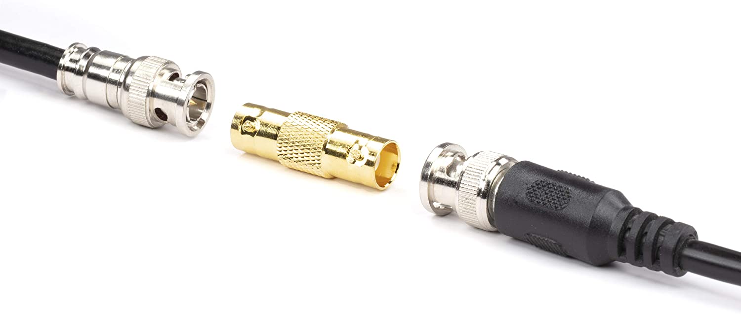 Gold BNC Connectors, Female to Female Coupler - 100 Pack - (Barrel Connector) Adapter for Security Camera CCTV, SDI, HD-SDI