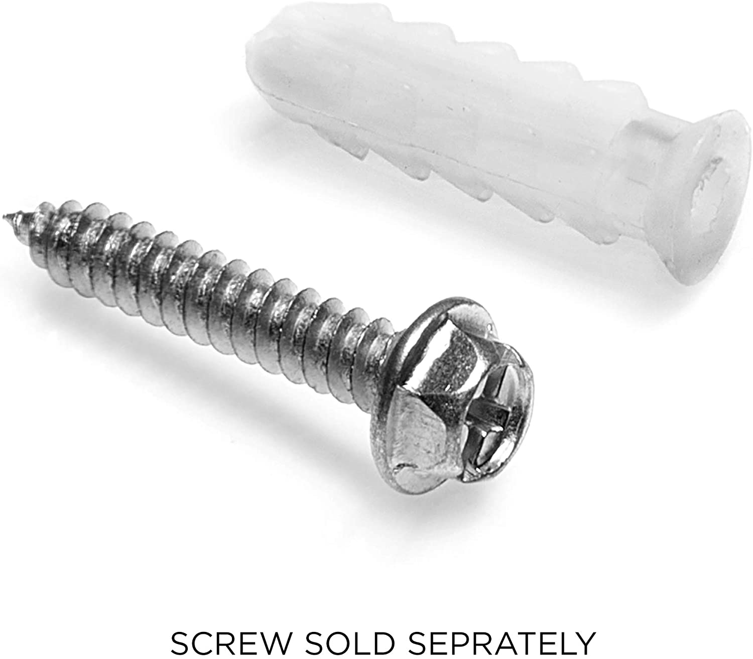 Ribbed Plastic Conical Anchors - For Concrete, Stucco, Brick, Drywall, and Similar - Kit of 50 Anchors