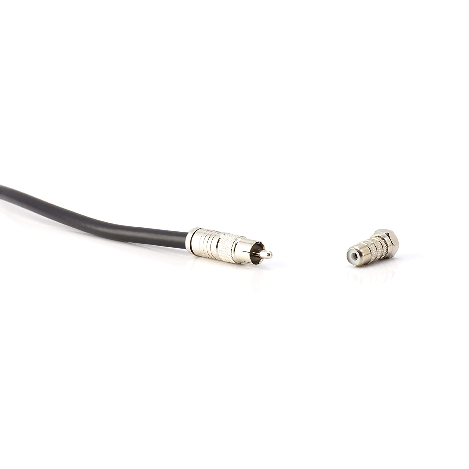 RF and RCA Coaxial Adapter - 100 Pack - RCA Female to Male F81 (F-Pin) Connector, Adapter, Coupler, and Converter - For RG11, RG6, RG59, RG58, SDI, HD SDI, CCTV