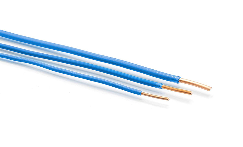 100 Feet (30 Meter) - Insulated Solid Copper THHN / THWN Wire - 14 AWG, Wire is Made in the USA, Residential, Commerical, Industrial, Grounding, Electrical rated for 600 Volts - In Blue