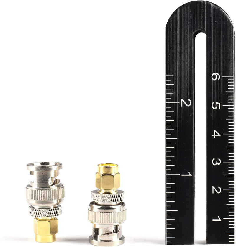 Gold SMA Male to BNC Male Adapter - 10 Pack Coupler - Male to Female Coaxial (RF) Connector, Compatible with RF, SDI, HD-SDI, CCTGV, Camera