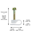 THE CIMPLE CO - Single Coaxial Cable Clips, Cat6, Electrical Wire Cable Clip, 1/4 in (6 mm) Screw Clip and Fastener, White (10 pieces per bag)