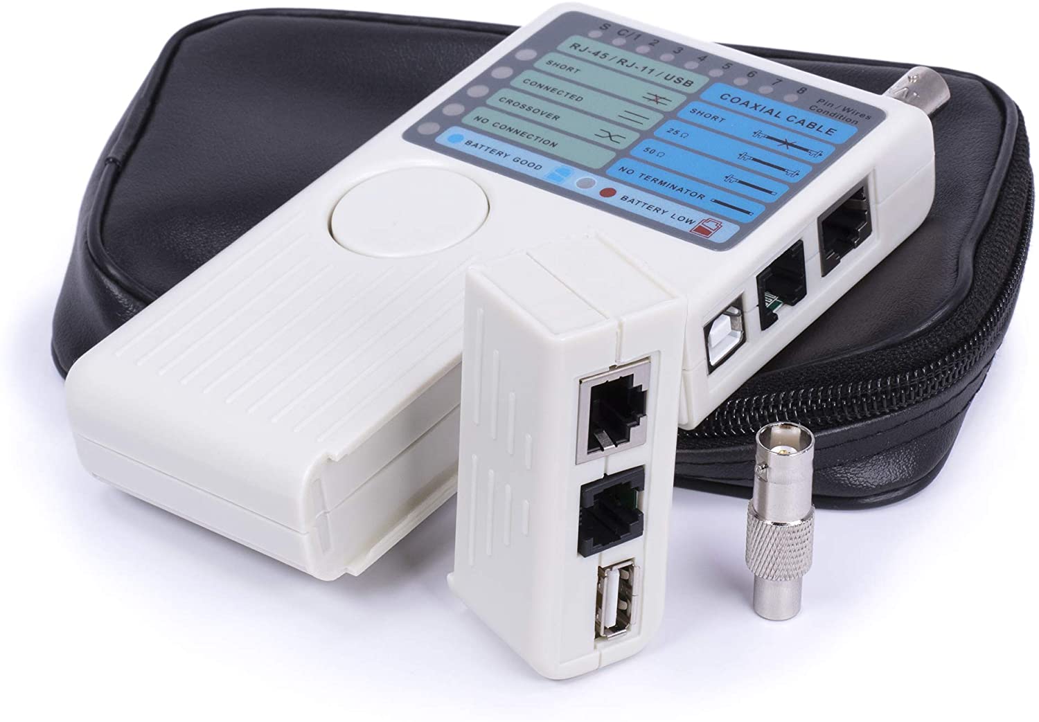 Universal Network Cable Tester Tool - BNC, RJ45, RJ11, USB 4-in-1 Wire Multi-Tester