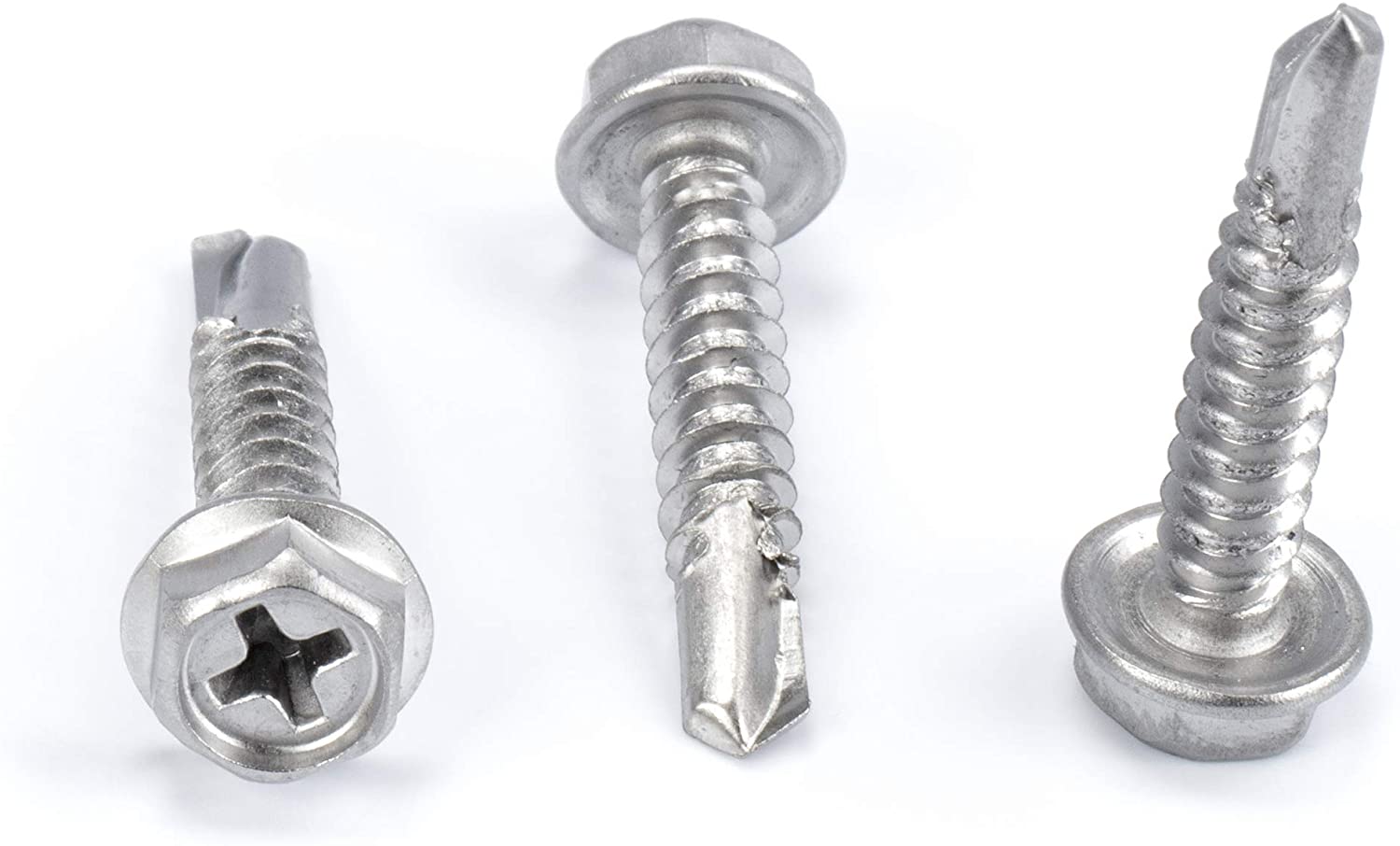 #10 Size, 1" Length (25mm) - Self Tapping Screw -- Self Drilling Screw - 410 Stainless Steel Screws = Exceptional Wear and Very Corrosion Resistant) - Hex and Phillips Head - 100pcs