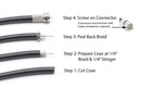Coaxial Cable Screw on Connector (Twist on Connector / Fitting) for RG59 Coaxial Cable. Easy Installation, No Tools Required. Pack of 100