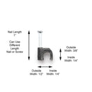THE CIMPLE CO - Single Coaxial Cable Clips, Cat6, Electrical Wire Cable Clip, 1/4 in (6 mm) Nail Clip and Fastener, Black (10 pieces per bag)