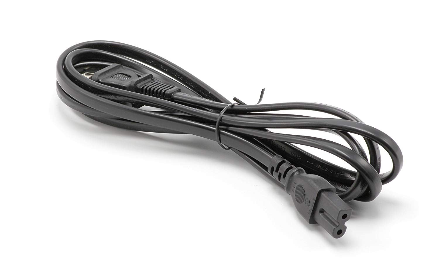 2 Prong AC Power Cord Cable |Polarized 15 Foot – Black|Satellite CATV PS3 + Xbox