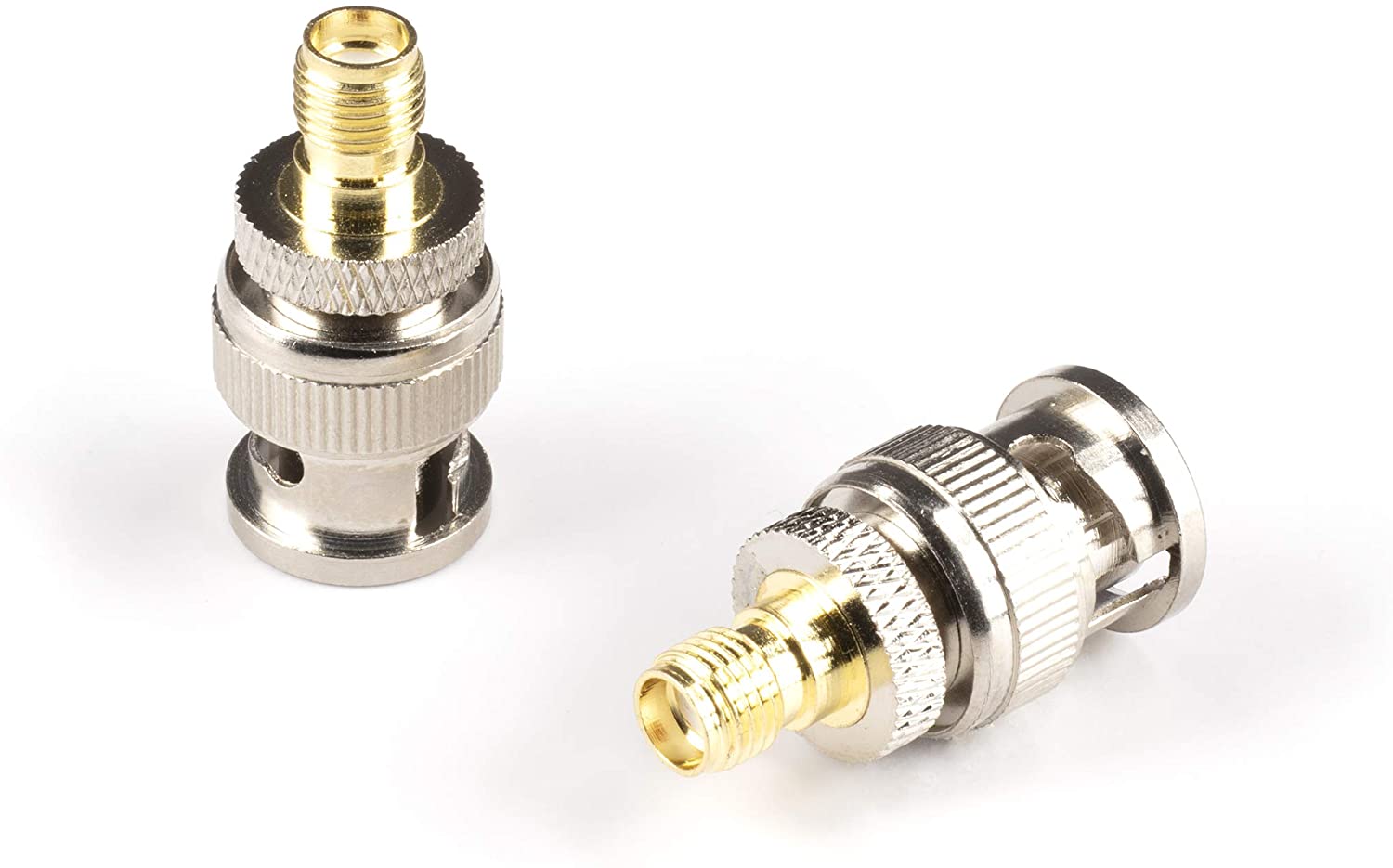 Gold SMA Female to BNC Male Adapter - 10 Pack Coupler - Male to Female Coaxial (RF) Connector, Compatible with RF, SDI, HD-SDI, CCTGV, Camera