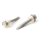 #12 Size, 1 1/2" Length (38mm) - Self Tapping Screw - Self Drilling Screw - 410 Stainless Steel Screws = Exceptional Wear and Very Corrosion Resistant) - Hex Washer Head - 100pcs