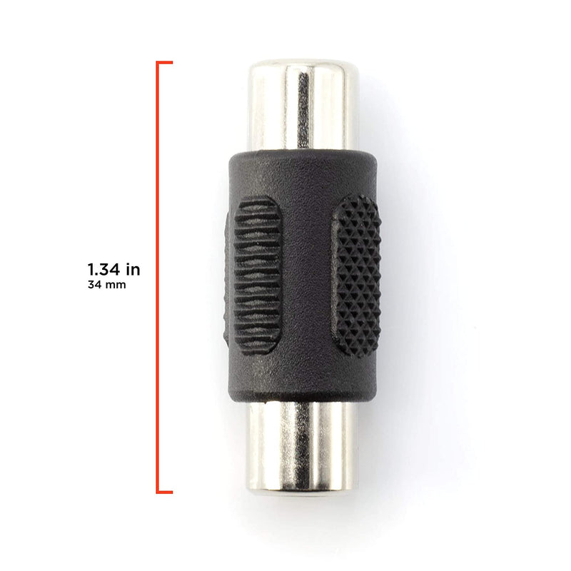 RCA Adapter, Female to Female Coupler, Extender, Barrel - Audio Video RCA Connectors, for Audio, Video, S/PDIF, Subwoofer, Phono, Composite, Component, and More - 25 Pack