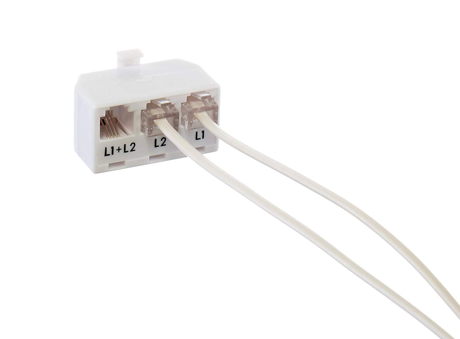 Telephone Line Splitter Adapter RJ11| Dual Line Separator 4 Conductor (WHITE)