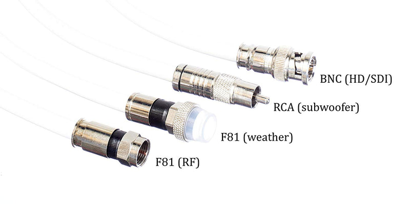 25' Feet, White RG6 Coaxial Cable (Coax Cable) | Made in the USA | F81 / RF