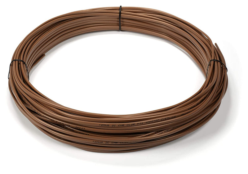 Thermostat Wire 18/2 - Brown - Solid Copper 18 Gauge, 2 Conductor - CL2 (UL Listed) CMR Riser Rated (CL3) - Residential, Commercial and Industrial Rated - 18-2, 150 Feet