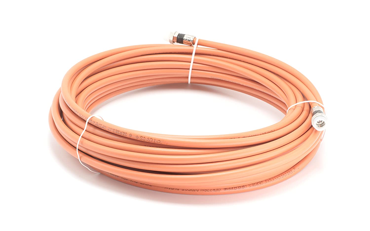 75 Feet (23 Meter) - Direct Burial Coaxial Cable 75 Ohm RF RG6 Coax Cable, with Rubber Boots - Outdoor Connectors - Orange - Solid Copper Core - Designed Waterproof and can Be Buried
