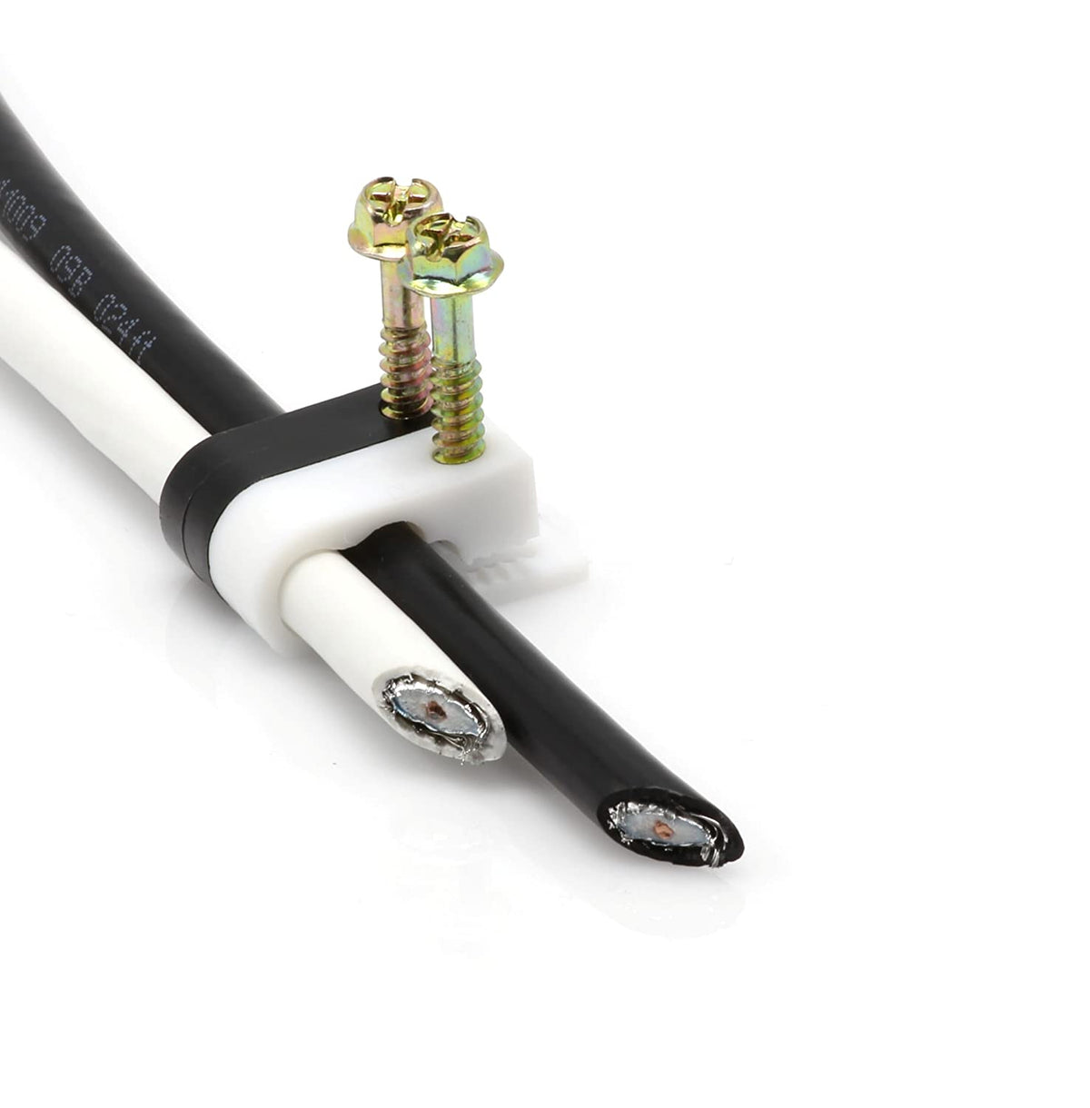 THE CIMPLE CO - Dual, Twin, or Siamese Coaxial Cable Clips, Cat6, Electrical Wire Cable Clip, 1/2 in Screw Clip and Fastener, White (10 pieces per bag)