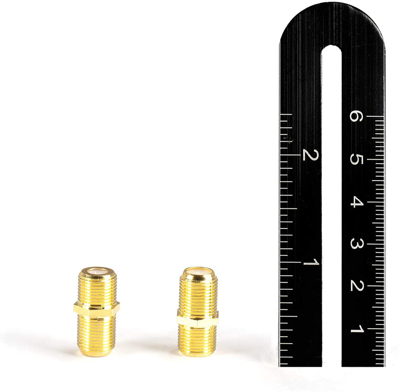 Gold Cable Extension Coupler - 50 Pack - Connects Two Coaxial Video Cables, for Coax F81 (female to female) - High Quality 3GHz Satellite, Cable TV, and Cable Internet Rated