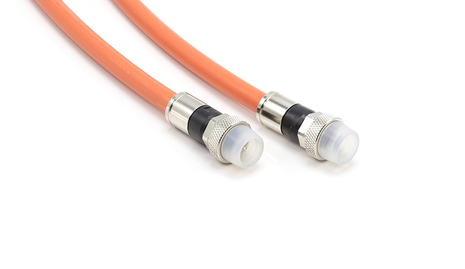 10 Feet (3 Meter) - Direct Burial Coaxial Cable 75 Ohm RF RG6 Coax Cable, with Rubber Boots - Outdoor Connectors - Orange - Solid Copper Core - Designed Waterproof and can Be Buried