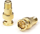Gold RF (F81) and BNC Coaxial Adapter - 50 Pack - BNC Male to Female F81 (F-Pin) Connector, Adapter, Coupler, and Converter - For RG11, RG6, RG59, RG58, SDI, HD SDI, CCTV