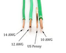 10 Feet (3 Meter) - Insulated Solid Copper THHN / THWN Wire - 10 AWG, Wire is Made in the USA, Residential, Commerical, Industrial, Grounding, Electrical rated for 600 Volts - In Green