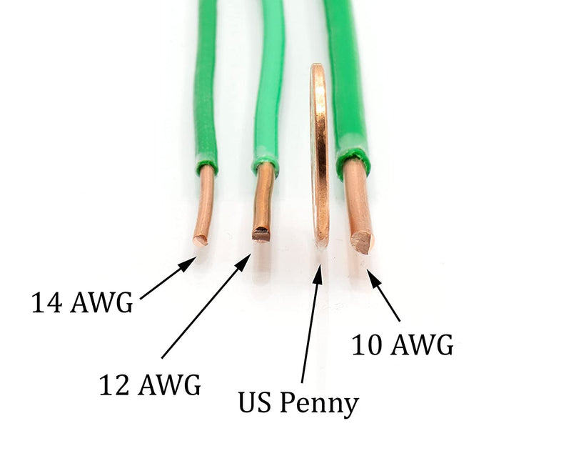 10 Feet (3 Meter) - Insulated Solid Copper THHN / THWN Wire - 10 AWG, Wire is Made in the USA, Residential, Commerical, Industrial, Grounding, Electrical rated for 600 Volts - In Green