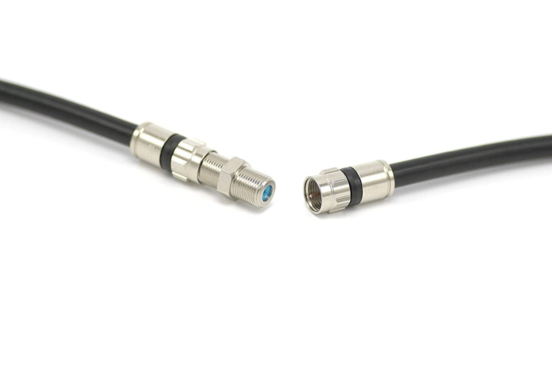 50' Feet, Black RG6 Coaxial Cable (Coax Cable) with Weather Proof Connectors, F81 / RF, Digital Coax - AV, Cable TV, Antenna, and Satellite, CL2 Rated, 50 Foot